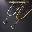 Multilayer Snake Chain Necklace for Women – Stainless Steel Round Disc Pendant (Gold & Steel)