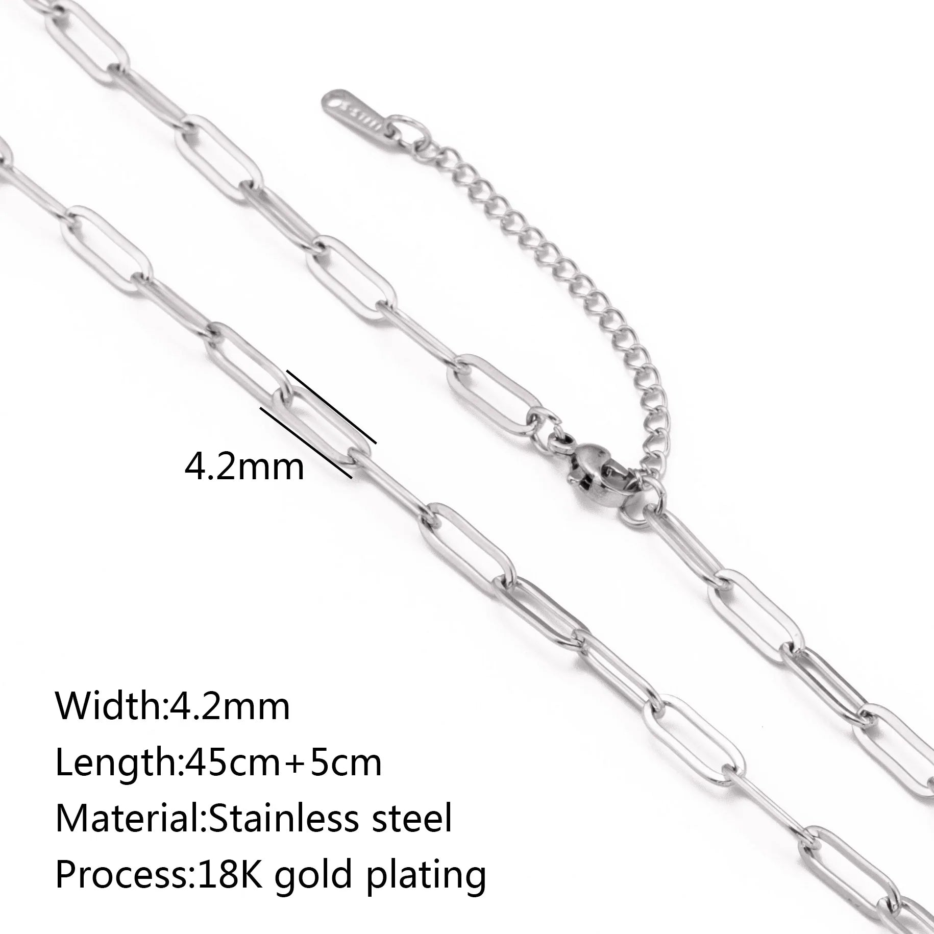 5‑Piece Stainless Steel Chain Necklace Set – Bead, Rope, Cuban, Paperclip & Snake Link Chains for Women, 18K Gold & Steel DIY Jewelry