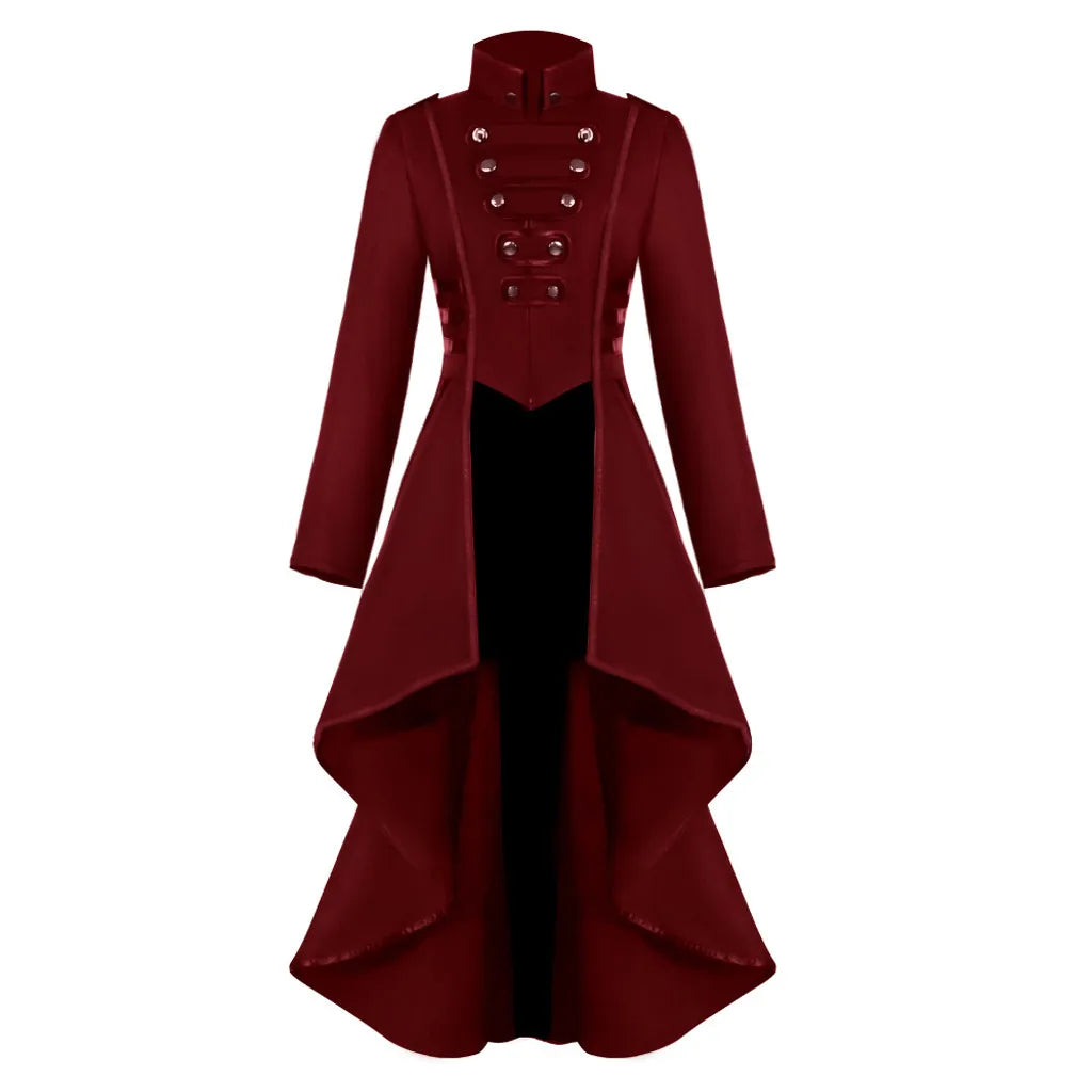 Women’s Gothic Steampunk Tailcoat Jacket | Retro Victorian Cosplay Coat | Medieval Halloween Tuxedo Dress