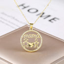 Luxury Mama & Children Zircon Pendant Necklace – Gold Round Clavicle Chain for Women, High‑Shine Mother’s Day Jewelry Gift