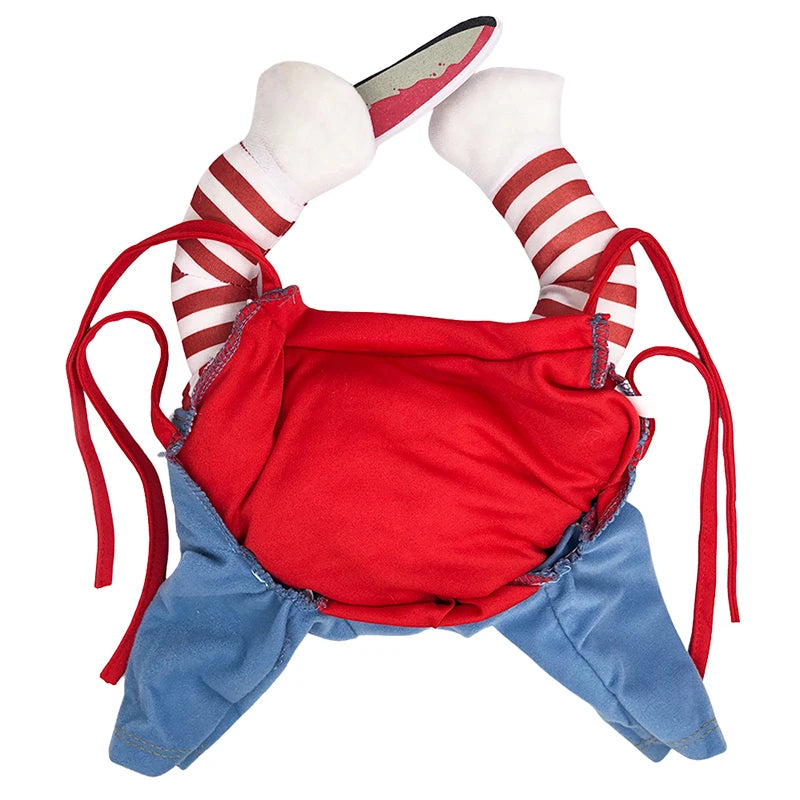 Funny Cat Halloween Costume | Pet Cosplay Jumpsuit for Small & Medium Dogs | Soft Warm Kitten Outfit with Foam Knife