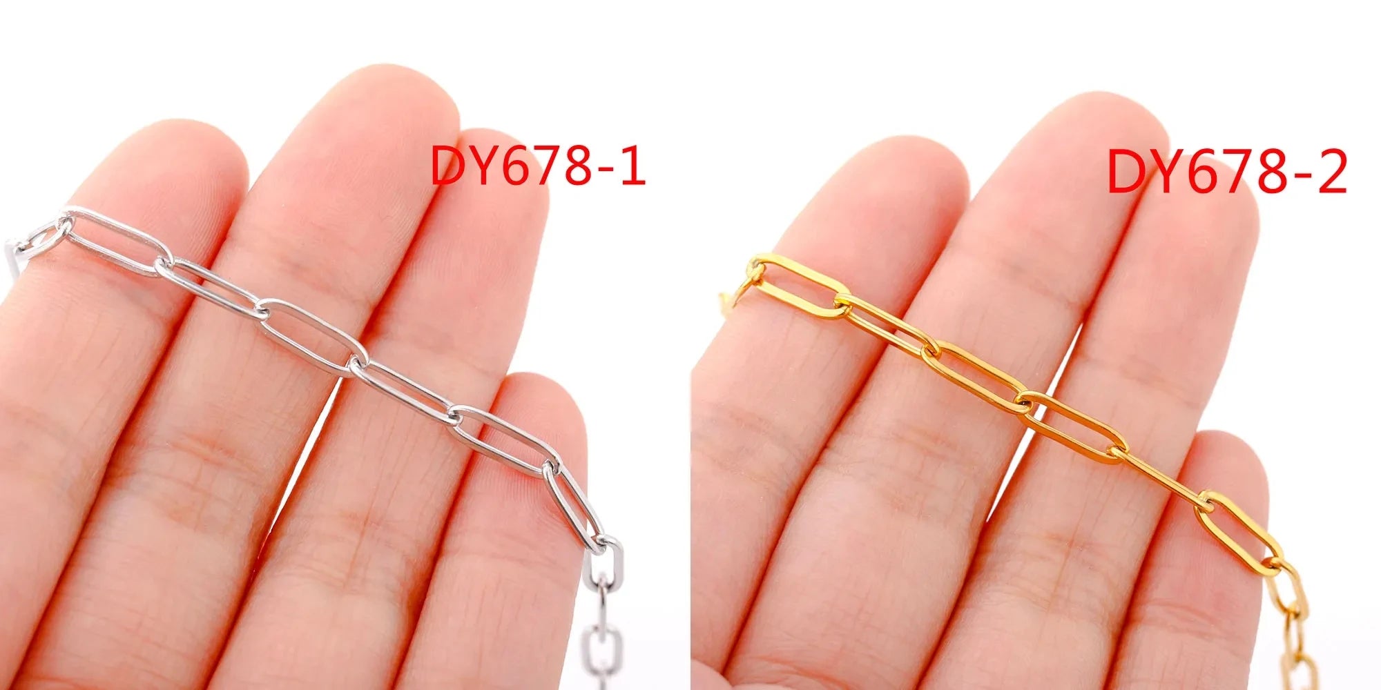 5‑Piece Stainless Steel Chain Necklace Set – Bead, Rope, Cuban, Paperclip & Snake Link Chains for Women, 18K Gold & Steel DIY Jewelry