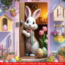 2D Easter Door Casing Banner – Cute Bunny, Easter Egg & Flower Printed Door Frame Decoration for Spring Parties & Holiday Events