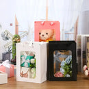 5/10pcs Transparent Window Gift Bags – White & Black Paperboard Packaging Boxes for Weddings, Birthdays, Parties, Baking & Takeout