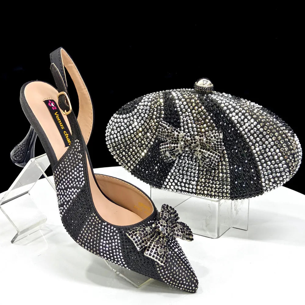 Italian Design Women’s Heels & Rhinestone Butterfly Bag Set – Bridal & Evening Wear (US Sizes 6–11)