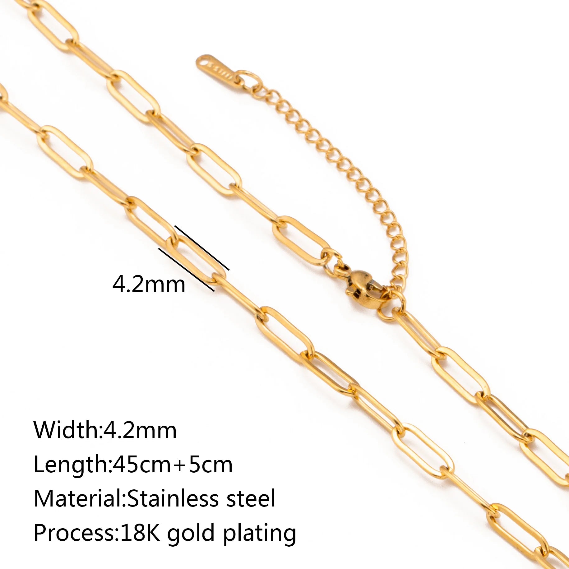 5‑Piece Stainless Steel Chain Necklace Set – Bead, Rope, Cuban, Paperclip & Snake Link Chains for Women, 18K Gold & Steel DIY Jewelry