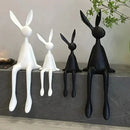45cm Light Luxury Rabbit Sculpture – Nordic Resin Sitting Bunny Ornament for Living Room, Foyer & Tabletop Home Decor (Blue/White/Black)