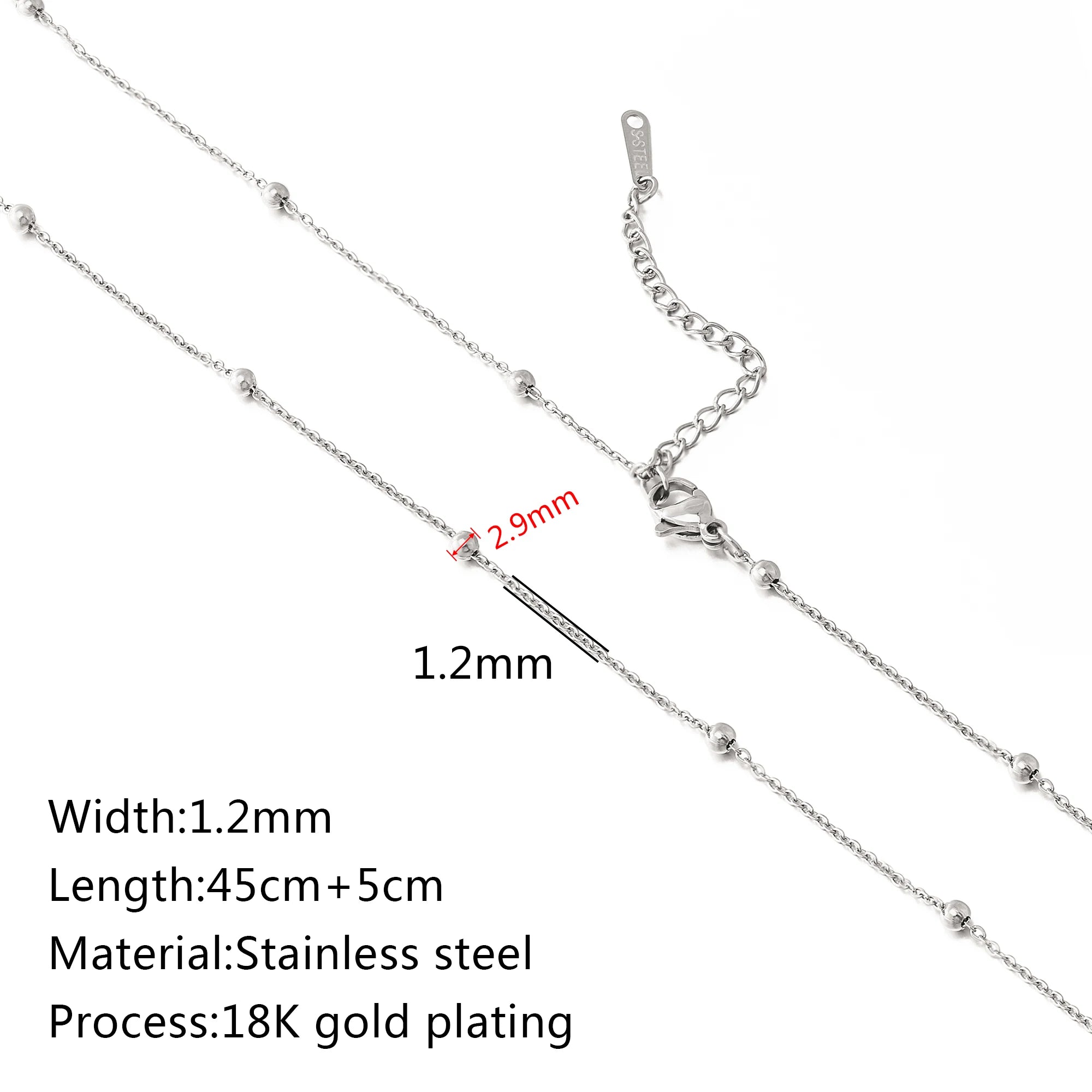 5‑Piece Stainless Steel Chain Necklace Set – Bead, Rope, Cuban, Paperclip & Snake Link Chains for Women, 18K Gold & Steel DIY Jewelry