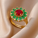 Luxury Gold Plated Colorful Zircon Heart Ring for Women | Stainless Steel