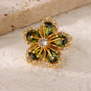 Luxury Gold Plated Colorful Zircon Heart Ring for Women | Stainless Steel