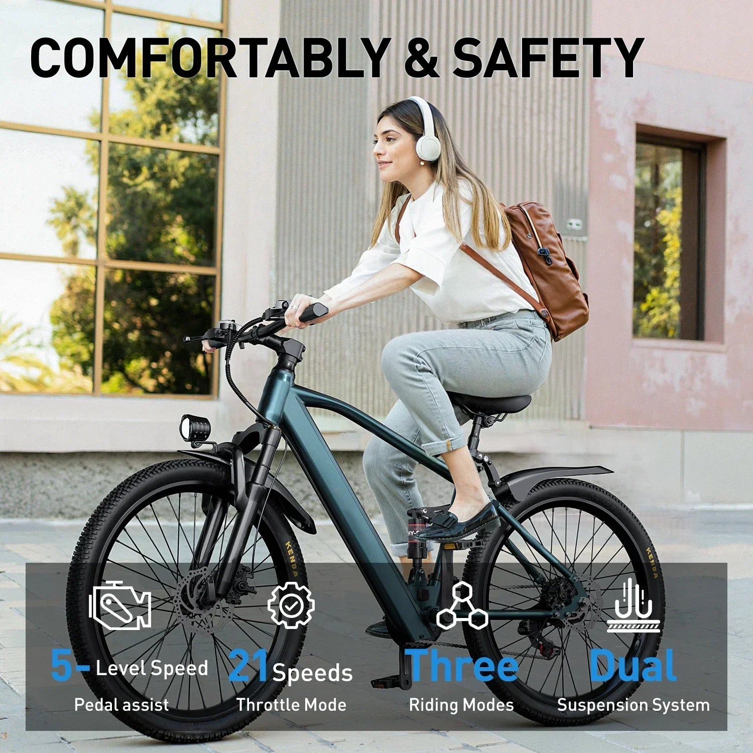 26"/24" Electric Mountain E‑Bike for Adults – 1000W Peak Motor, 36V 10.3Ah/13.3Ah Battery, 19.7 MPH Commuter Ebike