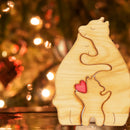 Personalized Wooden Bear Family Puzzle – Custom Name Engraved Home Decor, Heartwarming Gift for Mom, Baby, Couples & Holidays