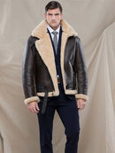 Men's Faux Leather Classic Brown/Black Bomber Jacket