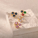 Luxury Gold Plated Colorful Zircon Heart Ring for Women | Stainless Steel