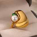 Luxury Gold Plated Colorful Zircon Heart Ring for Women | Stainless Steel