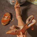 Venus Chan Italian Design Women’s Shoes & Rhinestone Butterfly Bag Set – Bridal Party Heels with Matching Handbag, Elegant Wedding Accessories