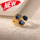 Luxury Gold Plated Colorful Zircon Heart Ring for Women | Stainless Steel