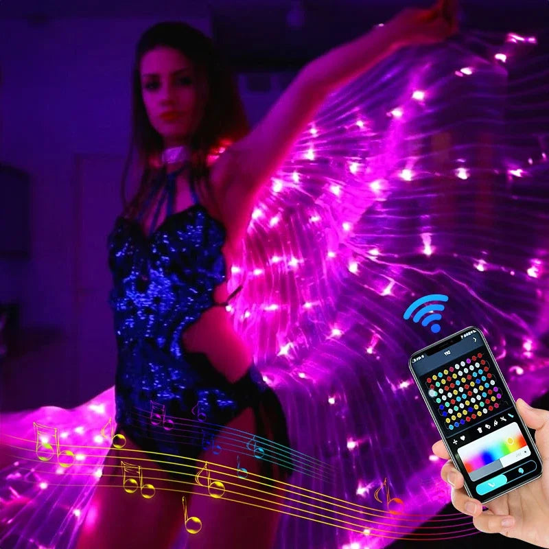 RGB IC LED Belly Dance Wings | Smart Remote Control Butterfly Costume | DIY Color Performance Props for Adults