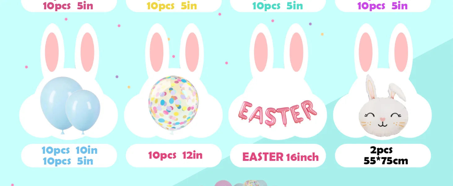 Easter Balloon Garland Arch Kit – Happy Easter Bunny Pastel Rainbow Balloons for Egg Hunt, Baby Shower & Spring Birthday Party Decorations (120 PCS)