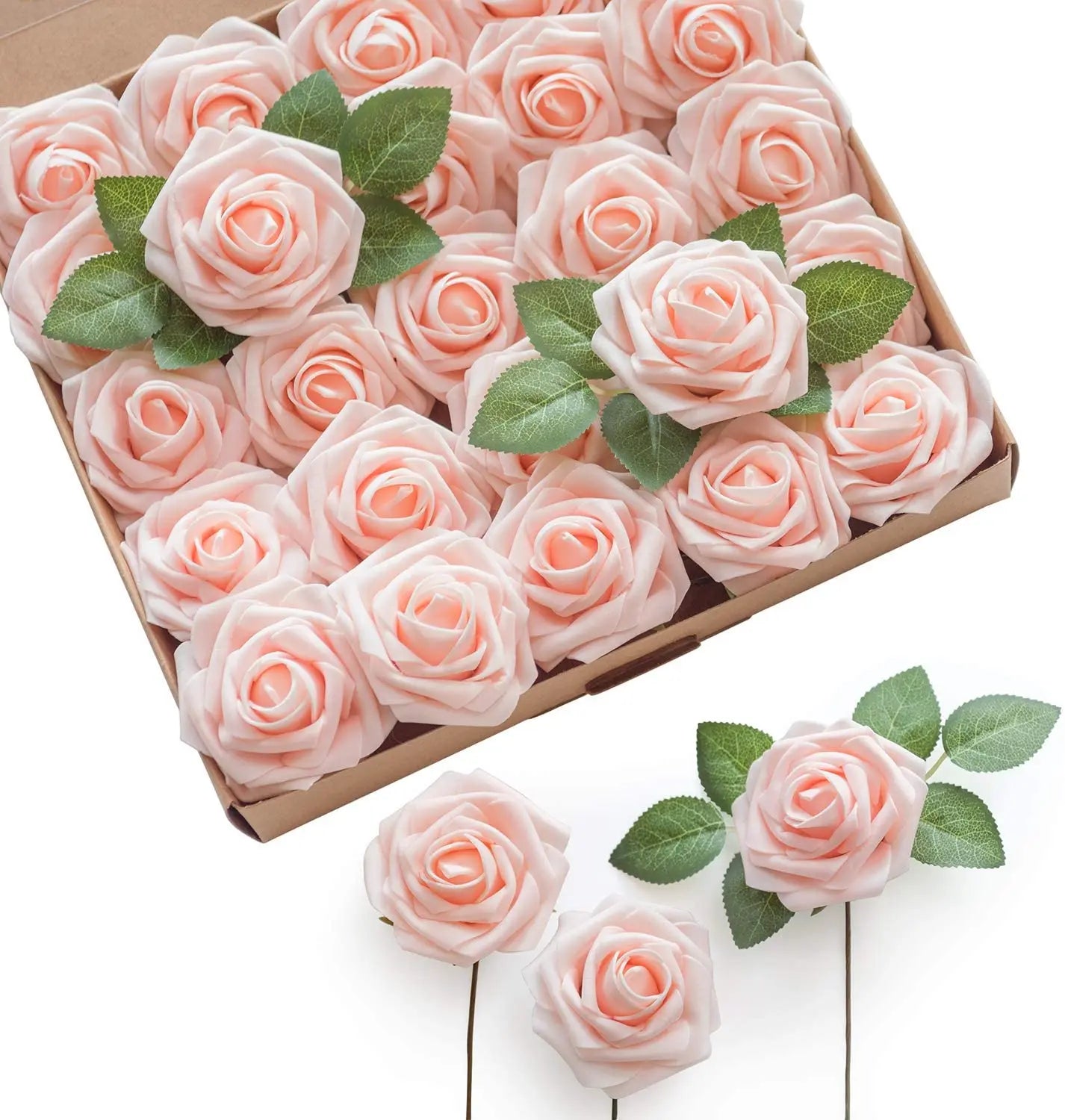 25pcs Real‑Looking Artificial Roses – Soft PE Foam Flower Heads for DIY Wedding Bouquets, Party Décor, Baby Shower & Home Arrangements