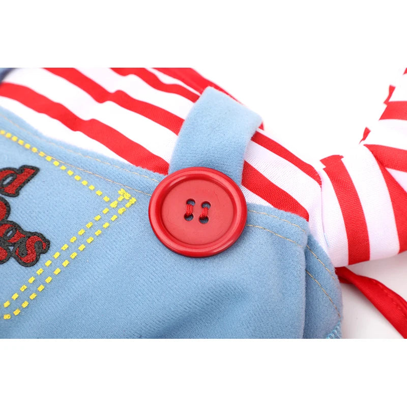 Funny Cat Halloween Costume | Pet Cosplay Jumpsuit for Small & Medium Dogs | Soft Warm Kitten Outfit with Foam Knife