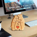 Personalized Wooden Bear Family Puzzle – Custom Name Engraved Home Decor, Heartwarming Gift for Mom, Baby, Couples & Holidays