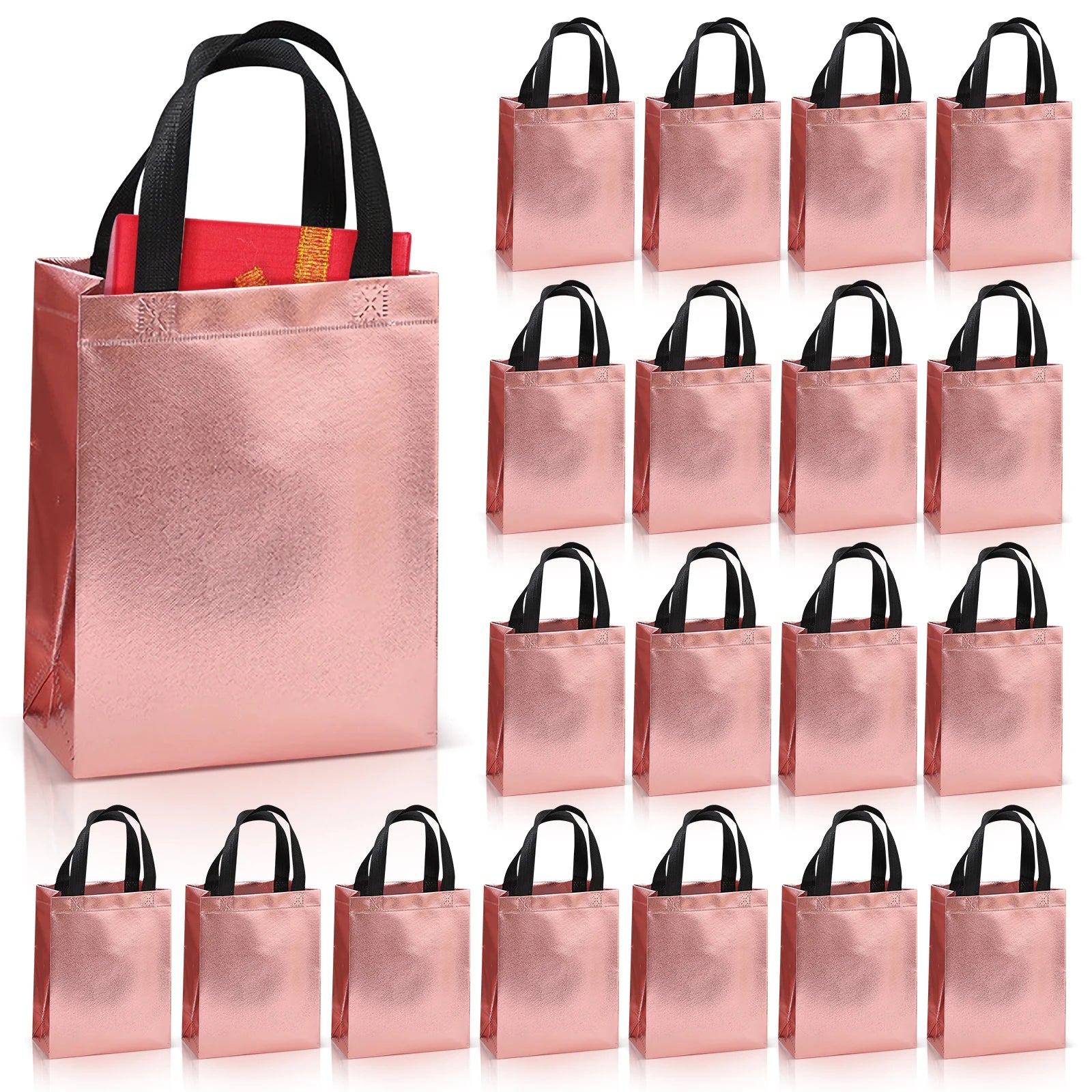 20pcs Aluminized Non‑Woven Gift Bags – Reusable Leak‑Proof Tote Bags for Shopping, Mother’s Day, Graduation, Party & Event Packaging