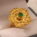 Luxury Gold Plated Colorful Zircon Heart Ring for Women | Stainless Steel