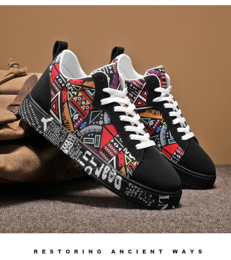 Mens Casual Sport Shoes 2025 Autumn Fashion Comfort Non Slip Casual Sneakers Platform Outdoor Running Shoes Graffiti Board Shoes