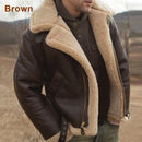 Men's Faux Leather Classic Brown/Black Bomber Jacket