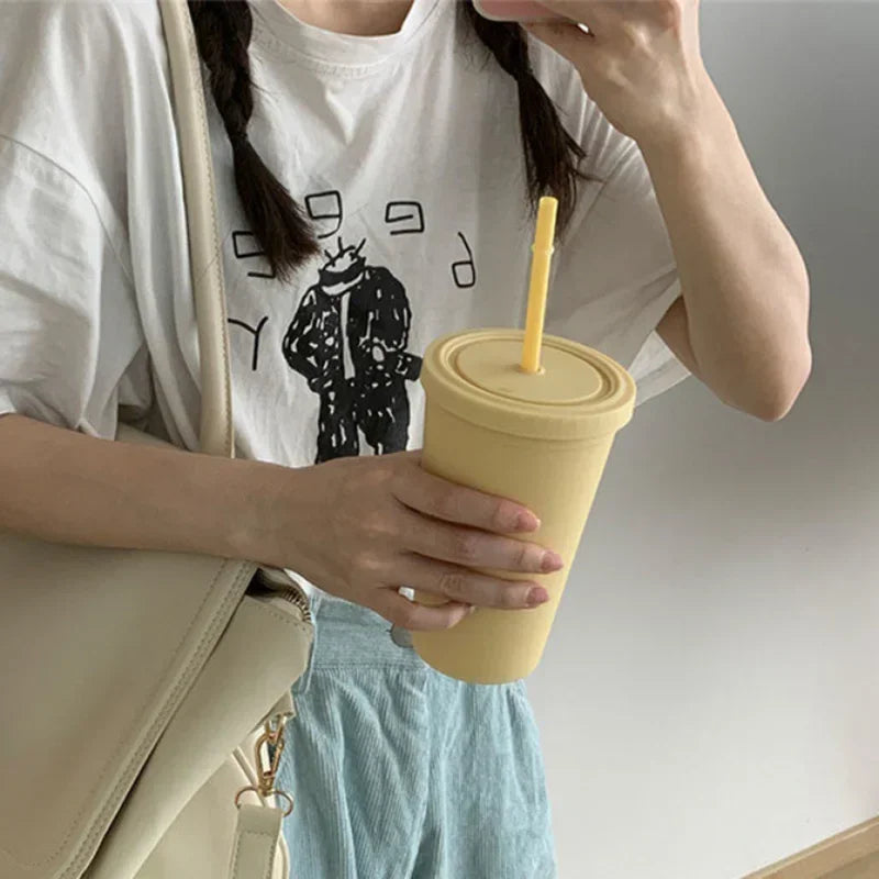 Double-layer Candy Color Straw Cup