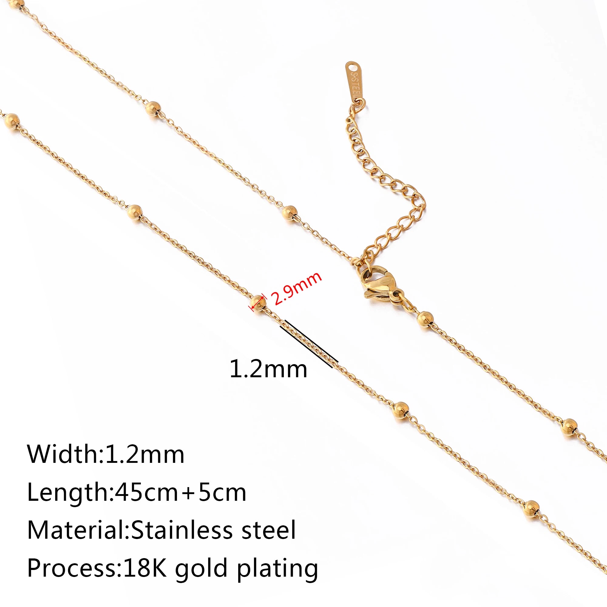 5‑Piece Stainless Steel Chain Necklace Set – Bead, Rope, Cuban, Paperclip & Snake Link Chains for Women, 18K Gold & Steel DIY Jewelry