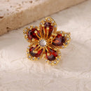 Luxury Gold Plated Colorful Zircon Heart Ring for Women | Stainless Steel