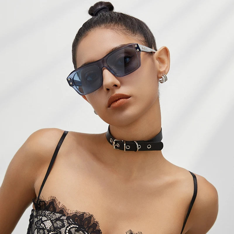 Acetate Square Rectangular Polarized Sunglasses