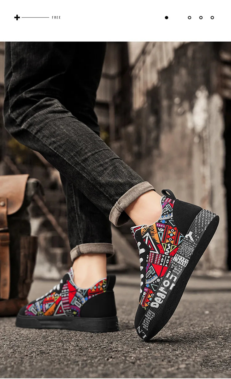 Mens Casual Sport Shoes 2025 Autumn Fashion Comfort Non Slip Casual Sneakers Platform Outdoor Running Shoes Graffiti Board Shoes