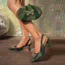 Venus Chan Italian Design Women’s Shoes & Rhinestone Butterfly Bag Set – Bridal Party Heels with Matching Handbag, Elegant Wedding Accessories