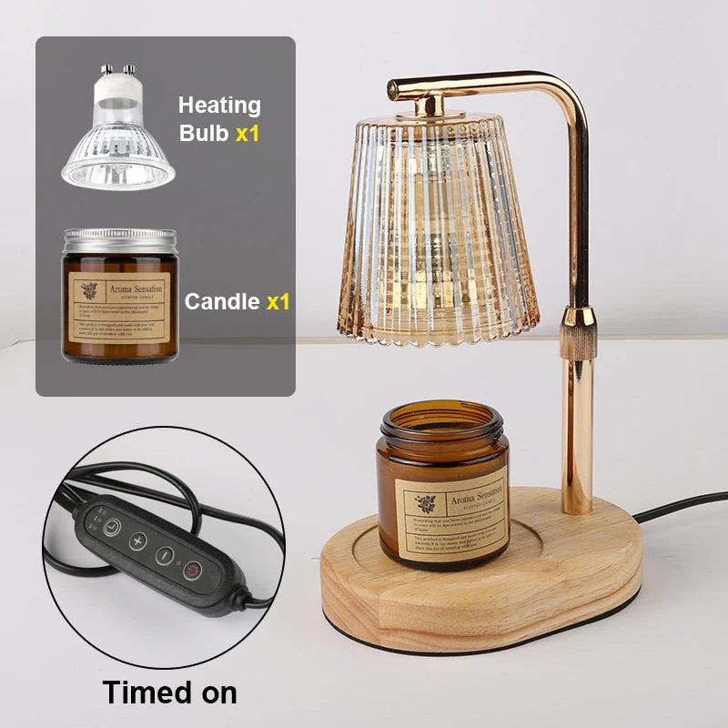 50W Candle Warmer Lamp with Timer – Dimmable Glass Candle Melter, Adjustable Light for Cozy Bedroom & Home Decor (No Flame, No Smoke)