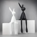 45cm Light Luxury Rabbit Sculpture – Nordic Resin Sitting Bunny Ornament for Living Room, Foyer & Tabletop Home Decor (Blue/White/Black)