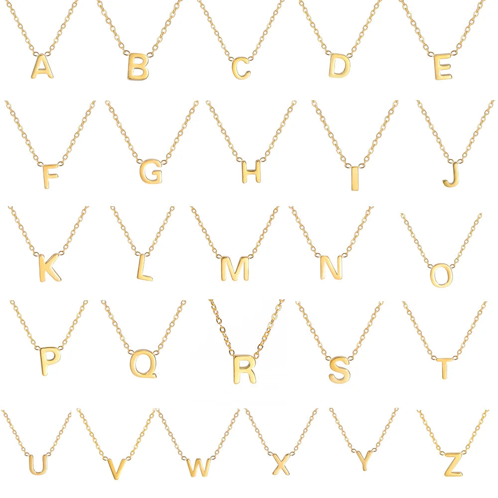 Minimalist Initial Necklace A–Z – Stainless Steel Letter Pendant Choker for Women (Gold & Steel)