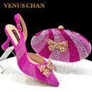 Venus Chan Italian Design Women’s Shoes & Rhinestone Butterfly Bag Set – Bridal Party Heels with Matching Handbag, Elegant Wedding Accessories