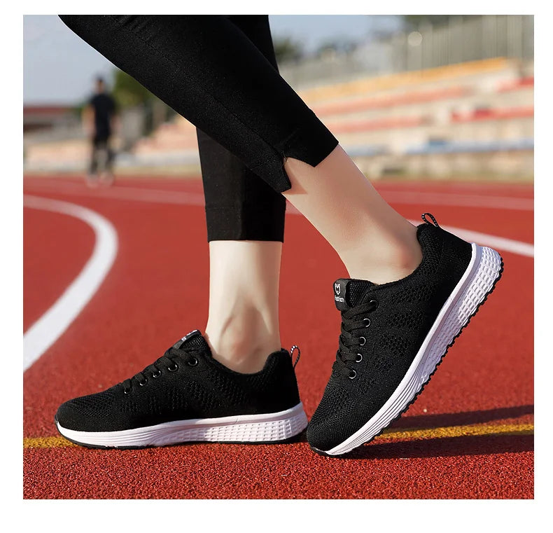 Breathable Mesh Lace-Up Sneakers