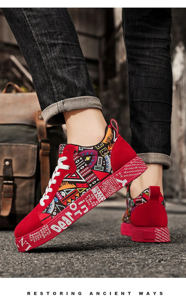 Mens Casual Sport Shoes 2025 Autumn Fashion Comfort Non Slip Casual Sneakers Platform Outdoor Running Shoes Graffiti Board Shoes
