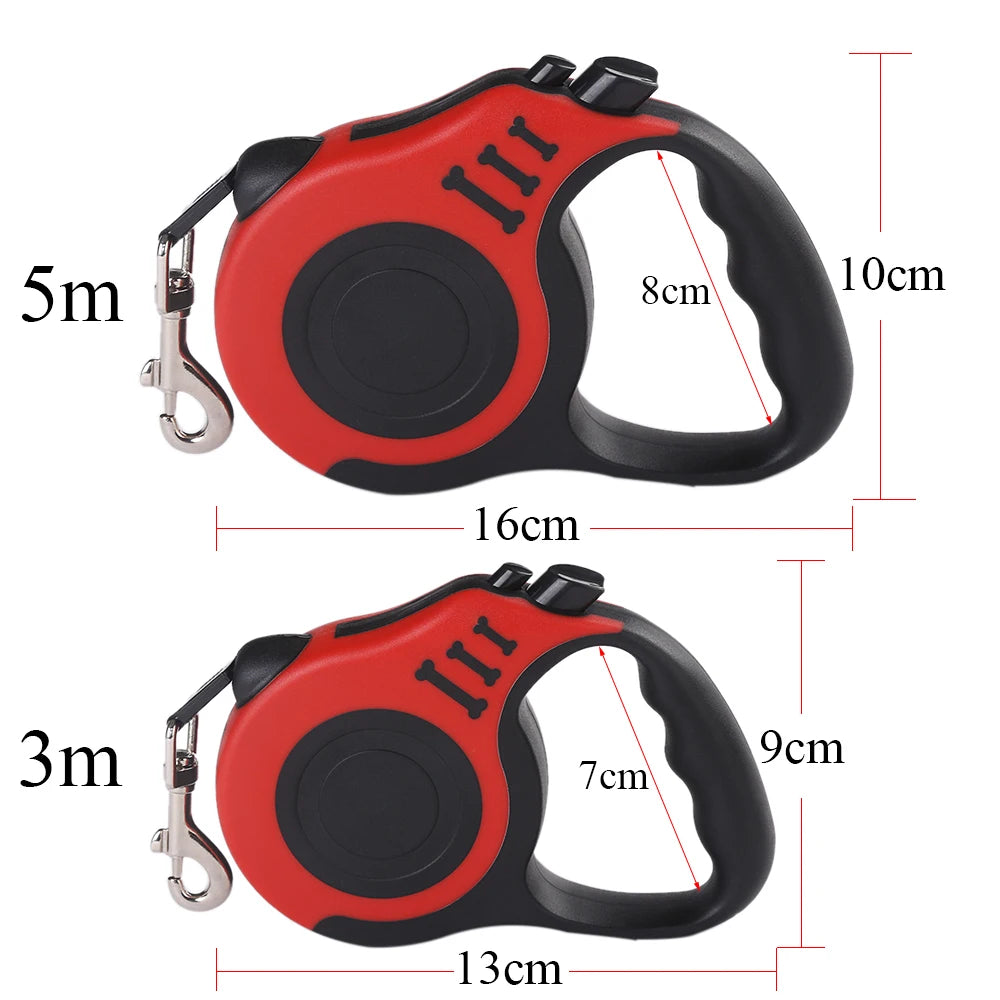 Retractable Dog Leash 3m/5m – Tangle‑Free Nylon Lead for Small & Medium Pets