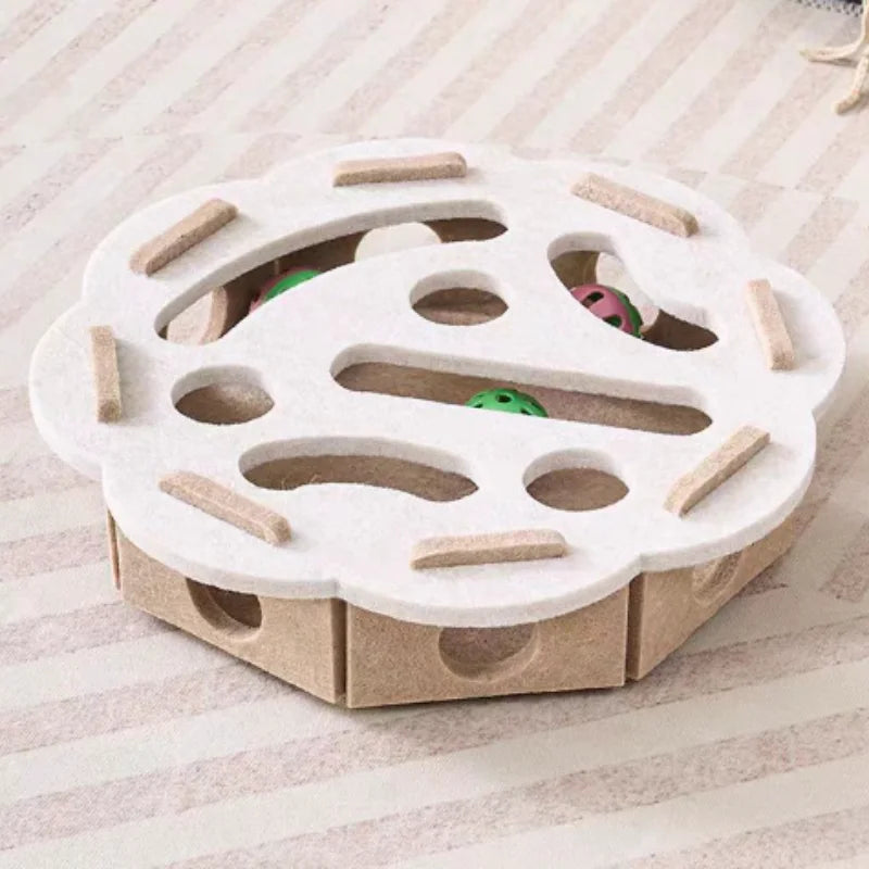 Interactive Cat Puzzle Maze Toy – Felt Box with Bell Ball for Smart Play