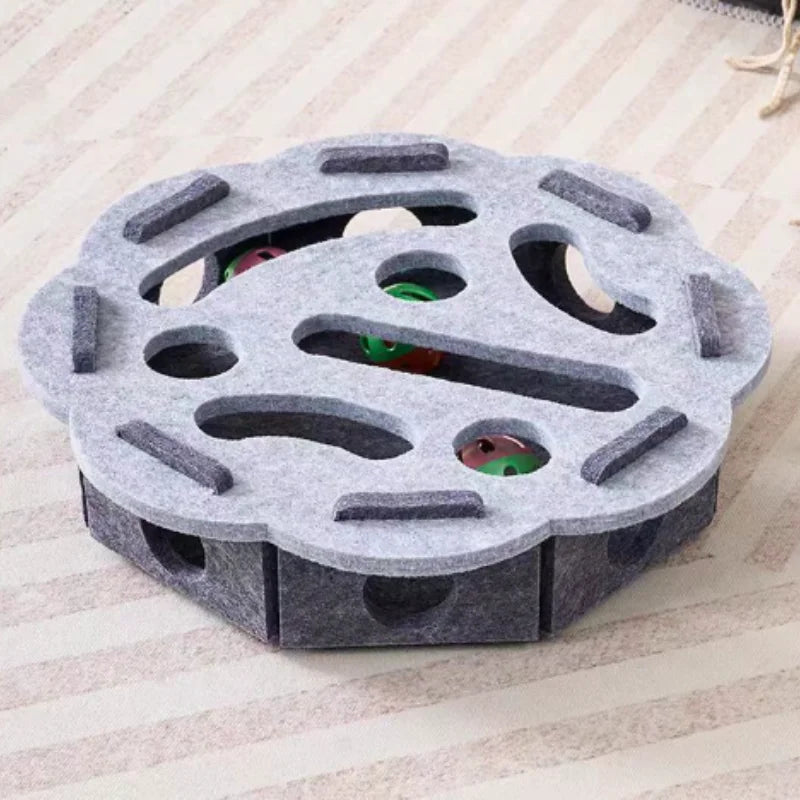 Interactive Cat Puzzle Maze Toy – Felt Box with Bell Ball for Smart Play