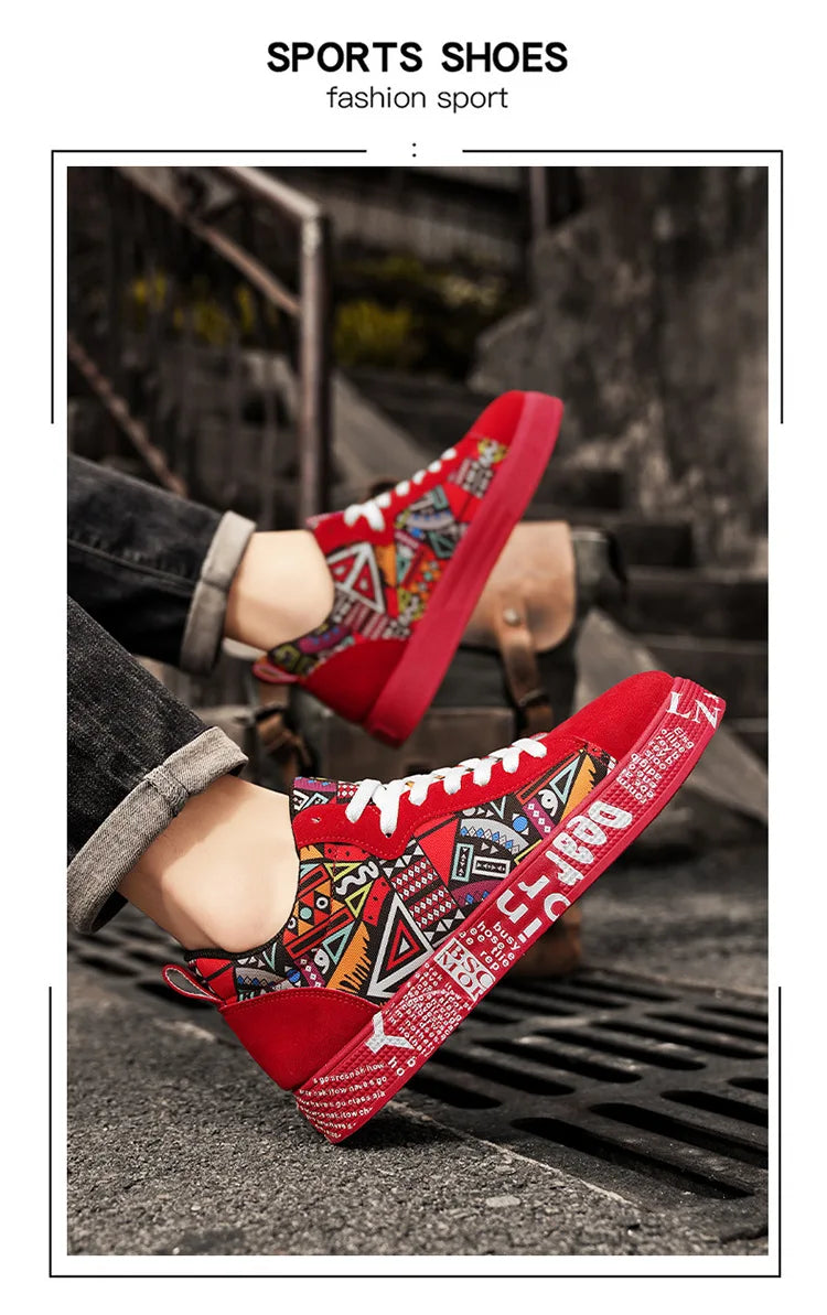 Mens Casual Sport Shoes 2025 Autumn Fashion Comfort Non Slip Casual Sneakers Platform Outdoor Running Shoes Graffiti Board Shoes