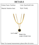 Multilayer Snake Chain Necklace for Women – Stainless Steel Round Disc Pendant (Gold & Steel)