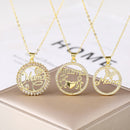 Luxury Mama & Children Zircon Pendant Necklace – Gold Round Clavicle Chain for Women, High‑Shine Mother’s Day Jewelry Gift