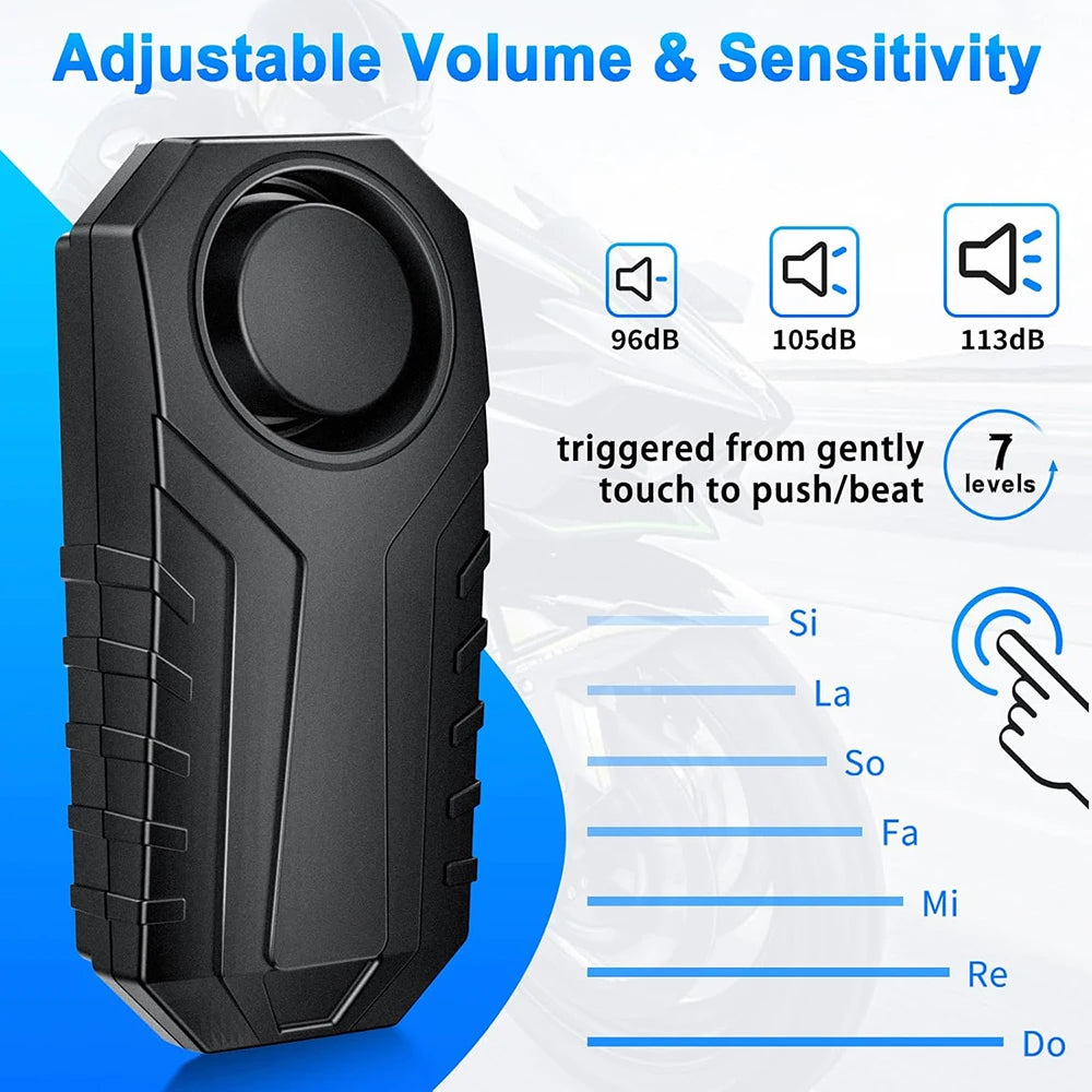 Hollarm Wireless Bicycle Vibration Alarm Rechargeable Waterproof Motorcycle Bike Alarms Remote Control Anti Lost Security Sensor