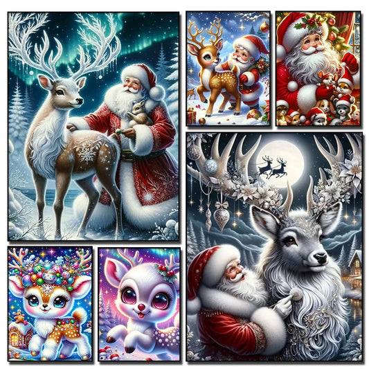 Santa Claus and Deer Diamond Painting